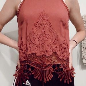 Red lacy crop top